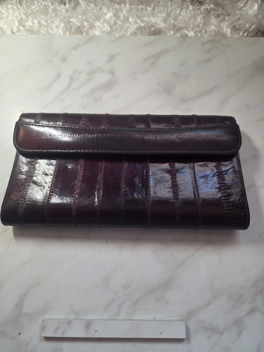 Vintage Eel Skin Wallet Dark Plum